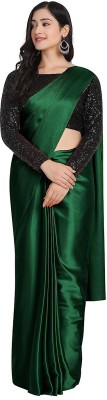 HK TEX Woven Handloom Satin Saree(Green)