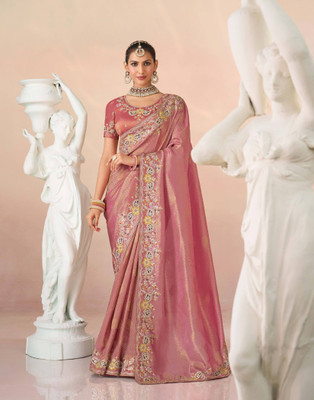 Laxmipati sarees Embroidered Bollywood Silk Blend Saree(Pink)