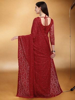 NEXA Self Design Bollywood Net Saree(Maroon)