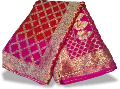 Aaradhya Fashion Woven Banarasi Art Silk Saree(Red, Pink)