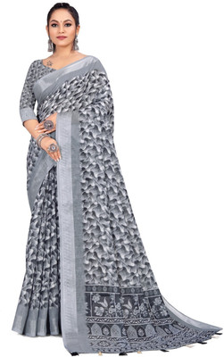 THE PRIVATE LABLE Embroidered Mysore Linen Saree(Grey)
