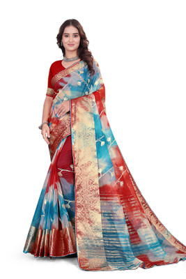 Aarunika IC Solid/Plain Bollywood Organza Saree(Maroon)