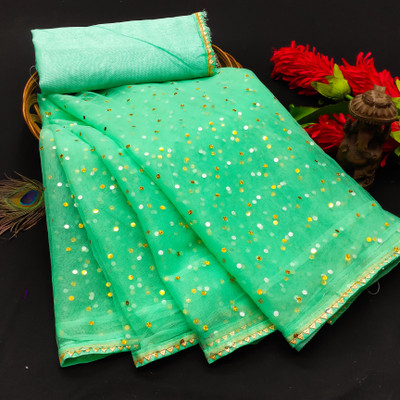 CHITRA FASHION Printed Bollywood Net Saree(Light Green)