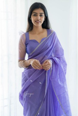 Nimidiya Embellished, Woven, Self Design Kanjivaram Jacquard, Silk Blend Saree(Purple)