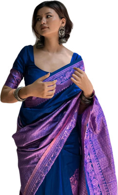 CENTURY CREATION Self Design Banarasi Jacquard Saree(Purple)