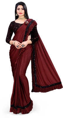 miracletex Self Design Bollywood Lycra Blend Saree(Maroon)
