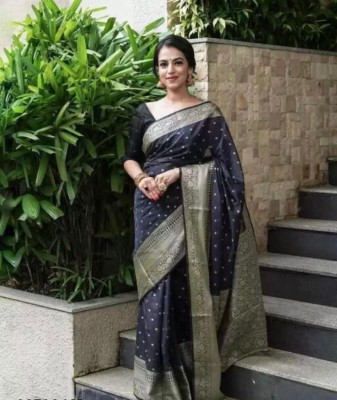 Jay Pal Woven Banarasi Jacquard Saree(Dark Blue)