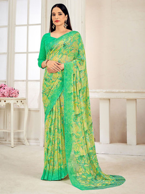 Anouk Rustic Printed Daily Wear Georgette Saree(Yellow)
