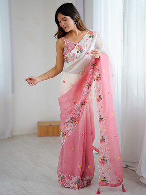 ANOUK Embellished Bollywood Chiffon Saree(Pink)