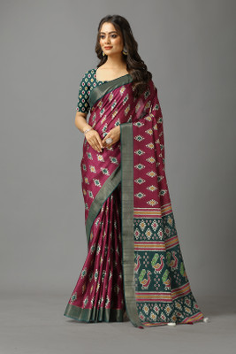 nirmal creation Printed Daily Wear Crepe Saree(Maroon)