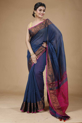 cloud vastra Woven Kasavu Cotton Silk Saree(Multicolor)