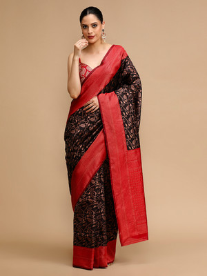 House of Pataudi Woven Banarasi Silk Blend Saree(Black)