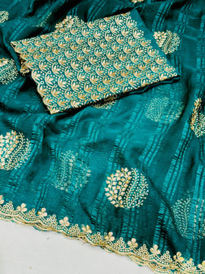 K 5 FASHION Embroidered Bollywood Georgette Saree(Green)