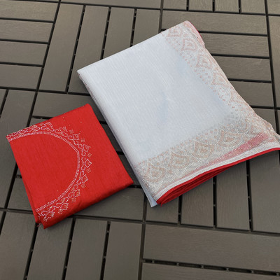 JENNYFEB Embellished Bollywood Supernet Saree(Grey)