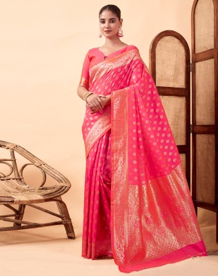 SIRIL Woven, Self Design Banarasi Art Silk Saree(Pink, Gold)