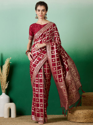 RK Creation Printed Bollywood Cotton Silk Saree(Maroon)
