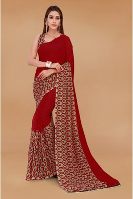 Anand Sarees Geometric Print Daily Wear Georgette Saree(Maroon)