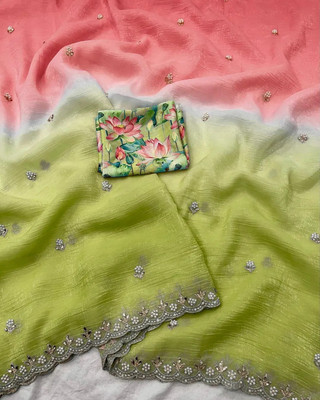 Ethina Fashion Dyed Bollywood Art Silk Saree(Light Green)