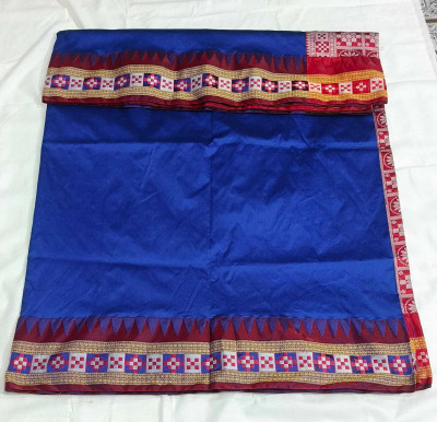 Cirkirow Temple Border, Woven Sambalpuri Silk Blend Saree(Light Blue)