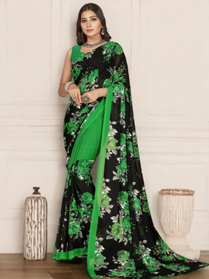 Moda Rapido Embroidered Bollywood Georgette Saree(Green)