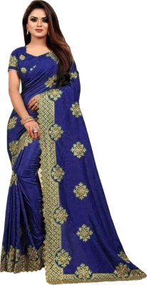 Jk fashion Printed Banarasi Cotton Blend Saree(Blue)