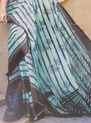 RIDDHI Printed Bollywood Silk Blend Saree(Light Green)