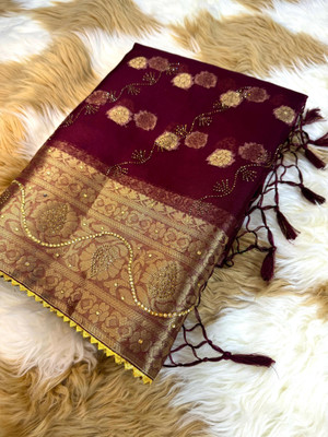 Divastri Embellished Banarasi Organza Saree(Purple)