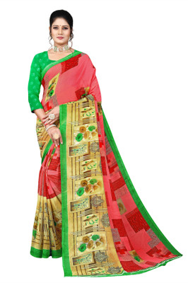 Vimalnath Synthetics Printed Daily Wear Georgette Saree(Red)