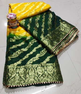 PANKHUDI FASHION Self Design Banarasi Art Silk Saree(Green, Yellow)