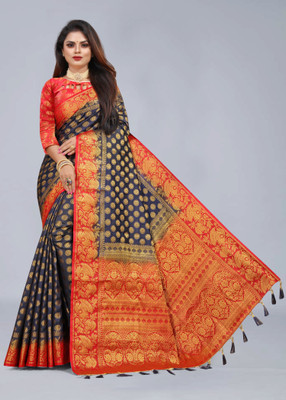 DHRUTI TEXTILES Woven Banarasi Cotton Silk Saree(Multicolor)