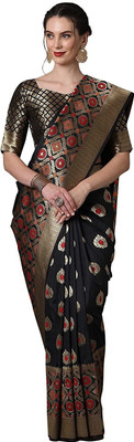 Divastri Woven Banarasi Silk Blend Saree(Black)