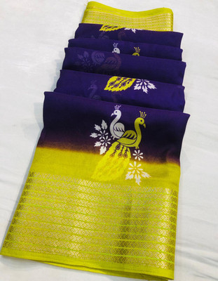 pal fashion Printed Bollywood Chanderi Saree(Purple)