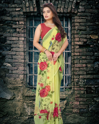 Jayu Digital Print Bollywood Georgette Saree(Yellow)