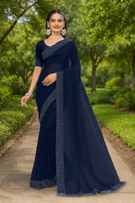 Zeekha Self Design Daily Wear Georgette Saree(Dark Green)