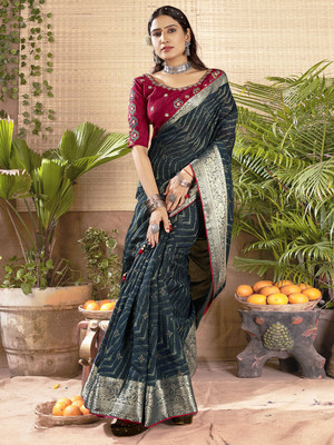 Tasrika Woven Bollywood Cotton Silk Saree(Blue)