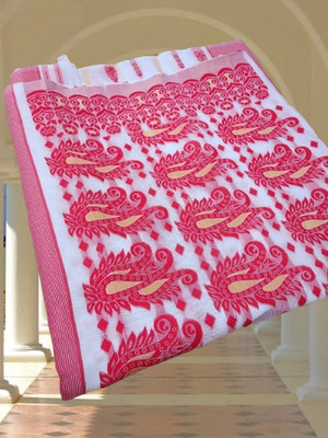 Priyangboda Woven Jamdani Handloom Cotton Blend Saree(Multicolor)