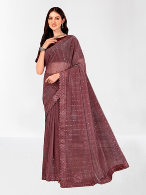 Amavii Embellished Bollywood Lycra Blend Saree(Maroon)