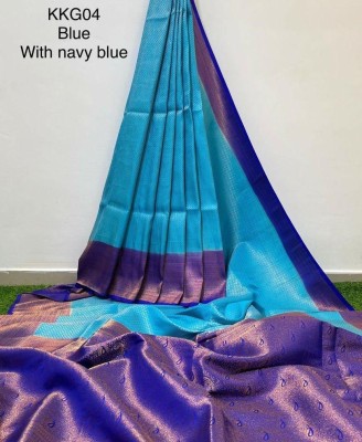 Wamsi Woven Kanjivaram Cotton Silk, Linen Saree(Blue)