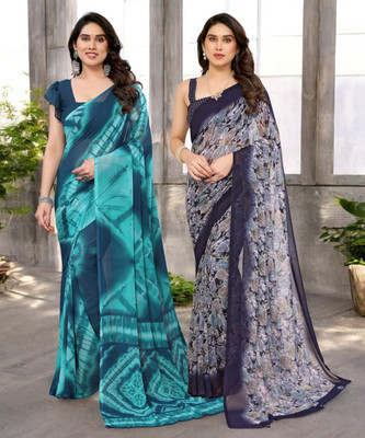 Divastri Printed Bollywood Georgette Saree(Pack of 2, Multicolor)