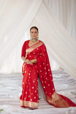 RASVRITI Woven Kanjivaram Pure Silk, Art Silk Saree(Red)