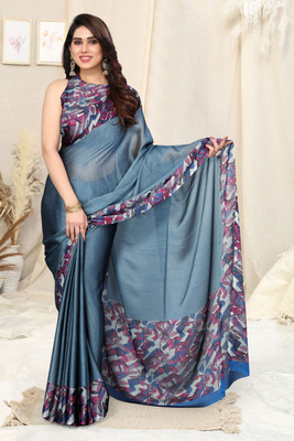 MIRCHI FASHION Printed, Geometric Print Daily Wear Chiffon, Georgette Saree(Grey, Pink)