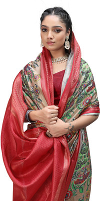 Rashmiwala Digital Print Kalamkari Crepe Saree(Red)