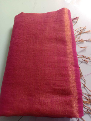 BiswasTextiles Self Design Tant Pure Cotton Saree(Red)