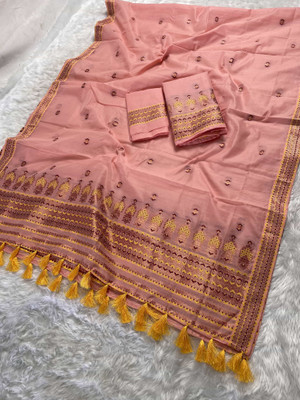 Skiran's Woven Mekhela Chador Cotton Blend Saree(Multicolor)
