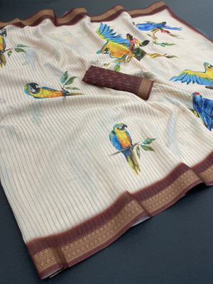 APERA Printed Bollywood Art Silk Saree(Cream)