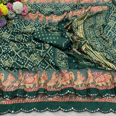 V KAPIL AND CO Printed, Embellished Bandhani Art Silk Saree(Purple)