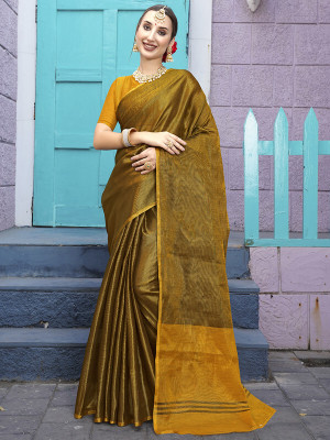 sagarika Solid/Plain Bollywood Tissue Saree(Green)