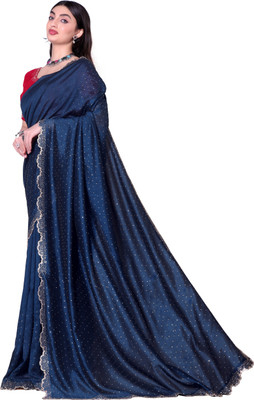 radhe creation Self Design Bollywood Silk Blend Saree(Blue)