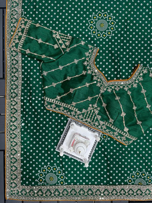 GOLDOLL FAB Woven Banarasi Georgette Saree(Green)