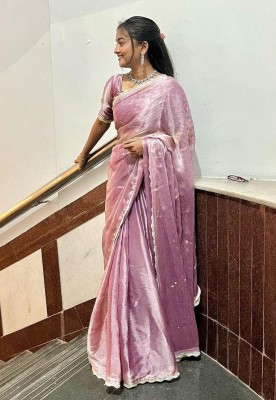 Gyavali Embellished Bollywood Silk Blend Saree(Pink)